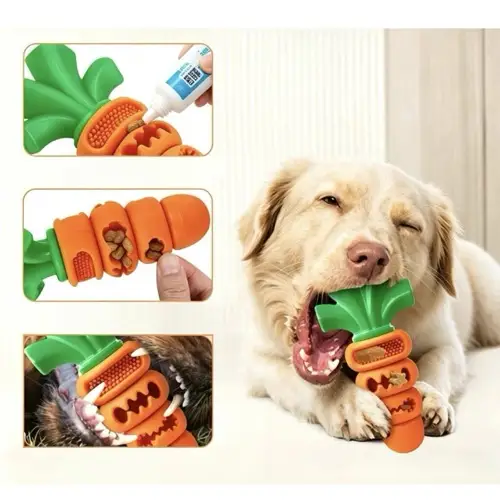 Aggressive Chewer Dog Toys, Durable Carrot Leaf Design for Teeth Cleaning & Mental Stimulation